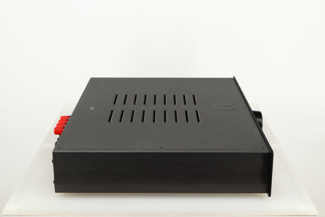 Left side view of a used Cambridge Audio 340A Integrated Amplifier in a black finish