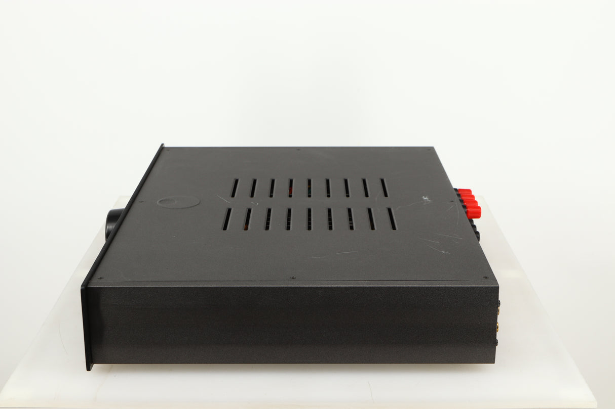 Right side view of a used Cambridge Audio 340A Integrated Amplifier in a black finish