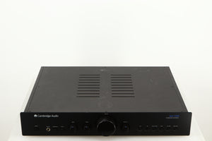 Top of a used Cambridge Audio 340A Integrated Amplifier in a black finish