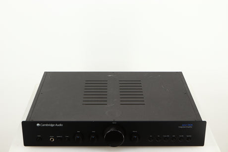 Top of a used Cambridge Audio 340A Integrated Amplifier in a black finish
