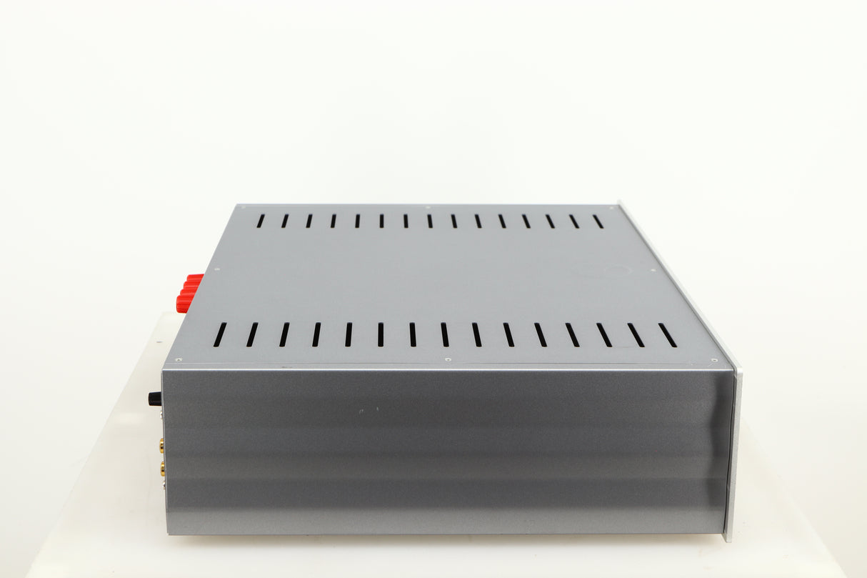 Left side view of a used Cambridge Audio Azur 640A Integrated Amplifier in a silver finish