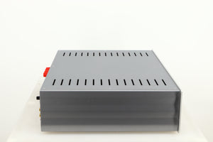 Left side view of a used Cambridge Audio Azur 640A Integrated Amplifier in a silver finish