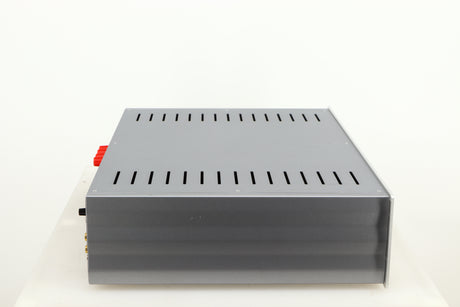 Left side view of a used Cambridge Audio Azur 640A Integrated Amplifier in a silver finish
