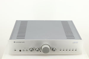 Top of a used Cambridge Audio Azur 640A Integrated Amplifier in a silver finish