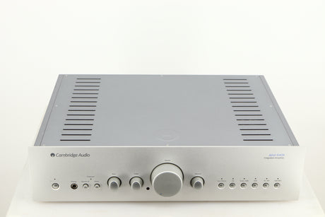Top of a used Cambridge Audio Azur 640A Integrated Amplifier in a silver finish