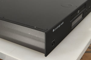 Front left corner of a used Cambridge Audio Azure 540C CD Player in a black finish