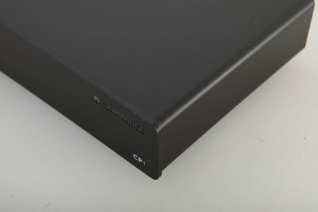 Front right corner view of a used Cambridge Audio CP1 MM Phono Pre Amplifier