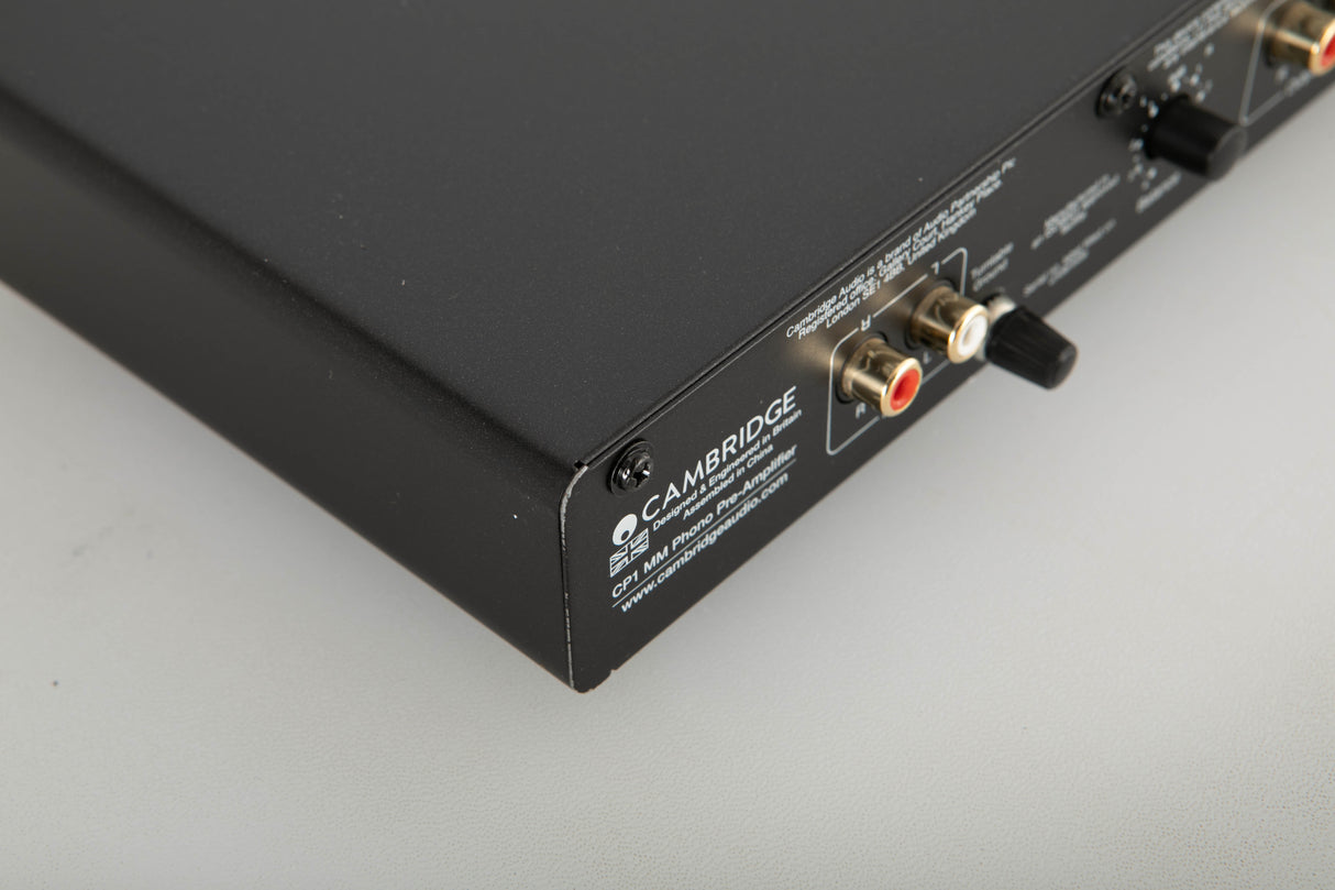 Rear left corner view of a used Cambridge Audio CP1 MM Phono Pre Amplifier