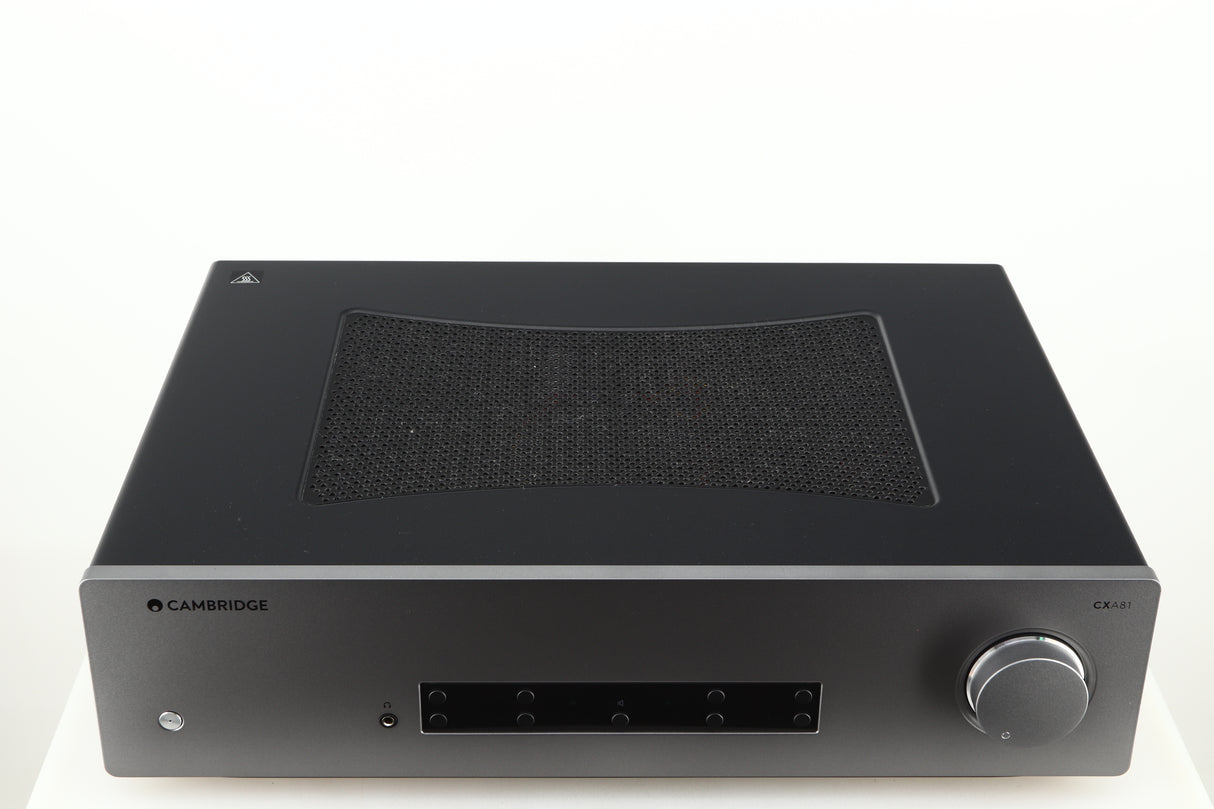 Top of a used Cambridge Audio CXA81 GEN2 Integrated Amplifier in a lunar grey finish