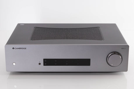 Front view of a used Cambridge Audio CXA81 Integrated Amplifier in a Lunar Grey finish