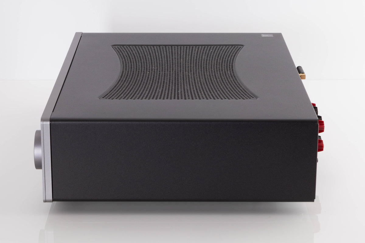Right side view of a used Cambridge Audio CXA81 Integrated Amplifier in a Lunar Grey finish