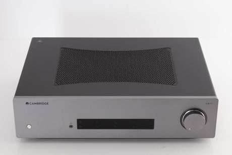 Top of a used Cambridge Audio CXA81 Integrated Amplifier in a Lunar Grey finish