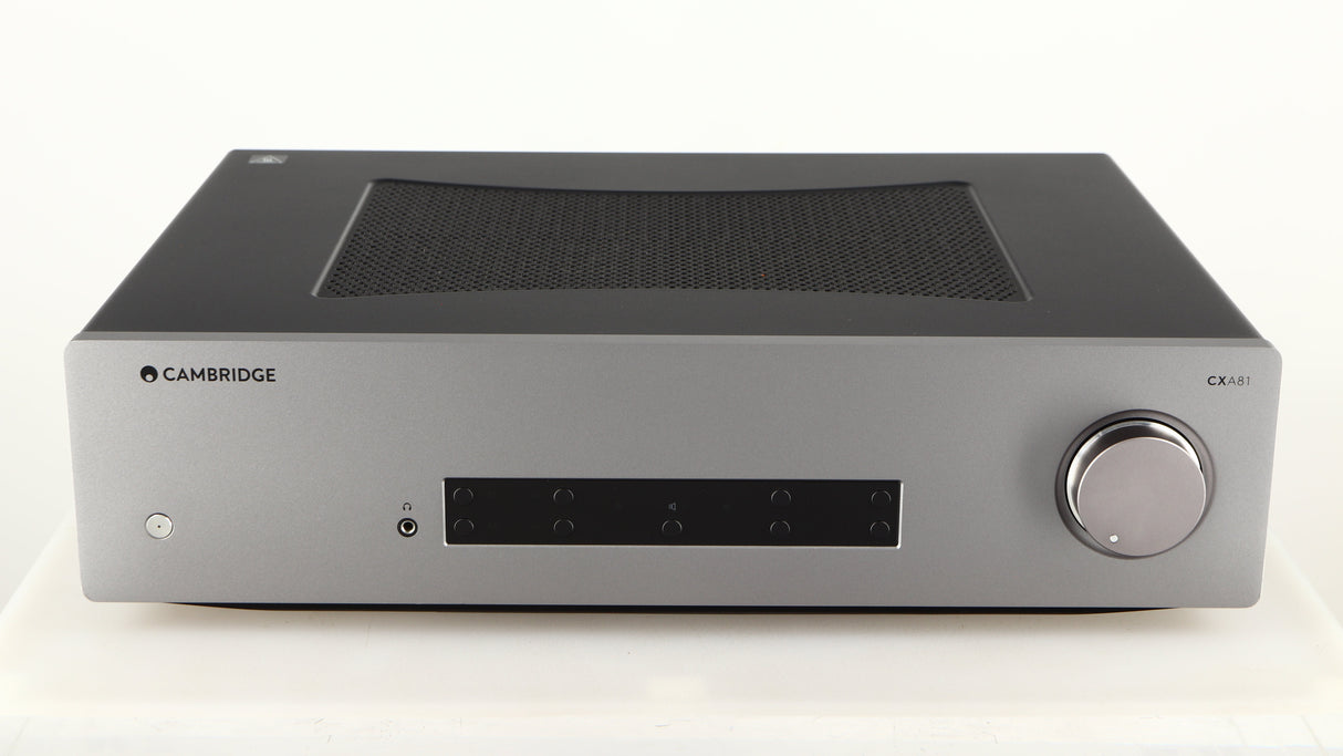 Front view of a used Cambridge Audio CXA81 Series 2 Integrated Amplifier in a lunar grey finish