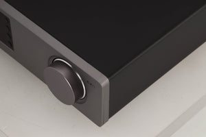 Front right corner view of a used Cambridge Audio CXN V2 Streamer in Lunar Grey finish