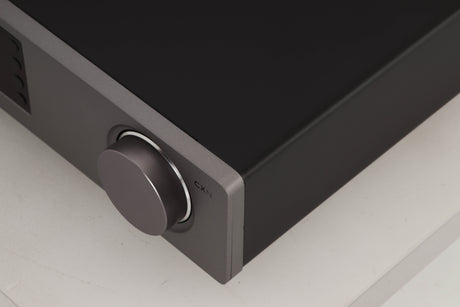 Front right corner view of a used Cambridge Audio CXN V2 Streamer in Lunar Grey finish