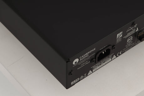 Rear left corner view of a used Cambridge Audio CXN V2 Streamer in Lunar Grey finish
