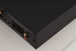 Rear right corner view of a used Cambridge Audio CXN V2 Streamer in Lunar Grey finish