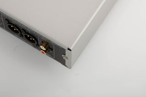 Rear left corner of a used Cambridge Audio CXN V2 Streamer in a silver finish