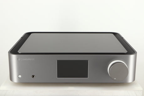 Front view of a used Cambridge Audio Edge NQ Network Pre Amplifier in a grey finish