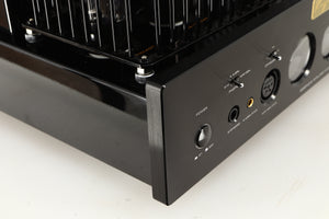 Front left corner of a used Cayin HA-6A Headphone Amplifier in a black finish