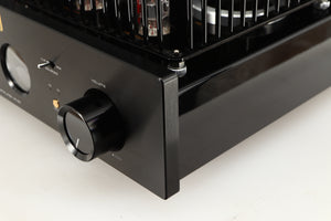 Front right corner of a used Cayin HA-6A Headphone Amplifier in a black finish