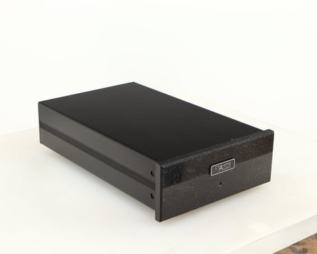 Front left corner of a used Charisma Audio Musiko Phonostage in a black finish