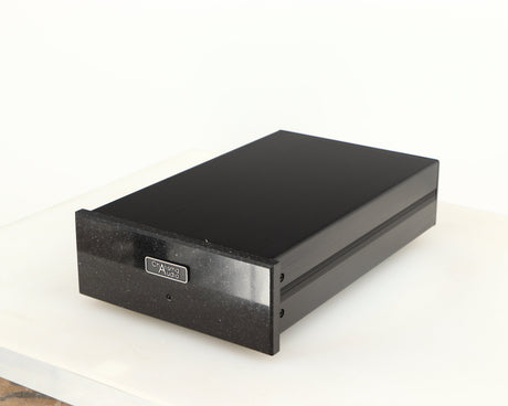 Front right corner of a used Charisma Audio Musiko Phonostage in a black finish