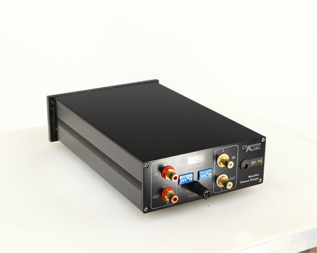 Rear right corner of a used Charisma Audio Musiko Phonostage in a black finish