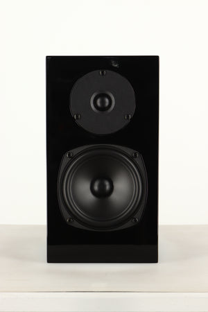 Front view of a Chartwell LS3 Standmount Speaker in Black Gloss finish