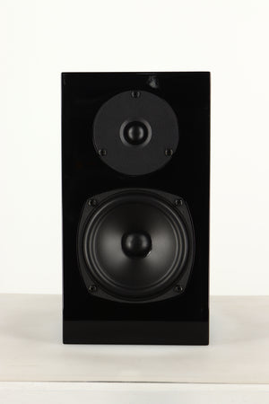 Front view of a Chartwell LS3 Standmount Speaker in Black Gloss finish