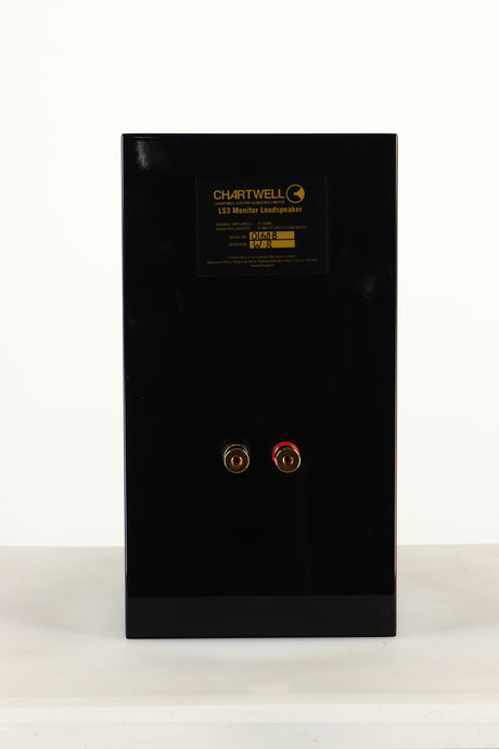 Rear view of a Chartwell LS3 Standmount Speaker in Black Gloss finish