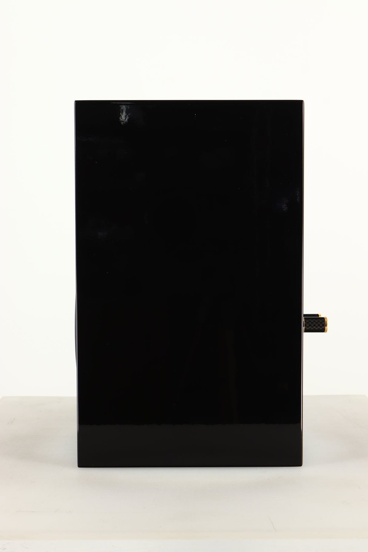 Side view of a Chartwell LS3 Standmount Speaker in Black Gloss finish