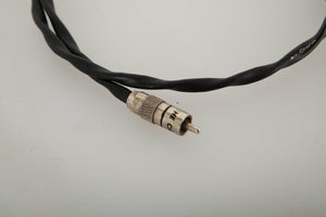 Close up view of a used Chord Company Chorus 1.0m RCA-RCA Interconnect