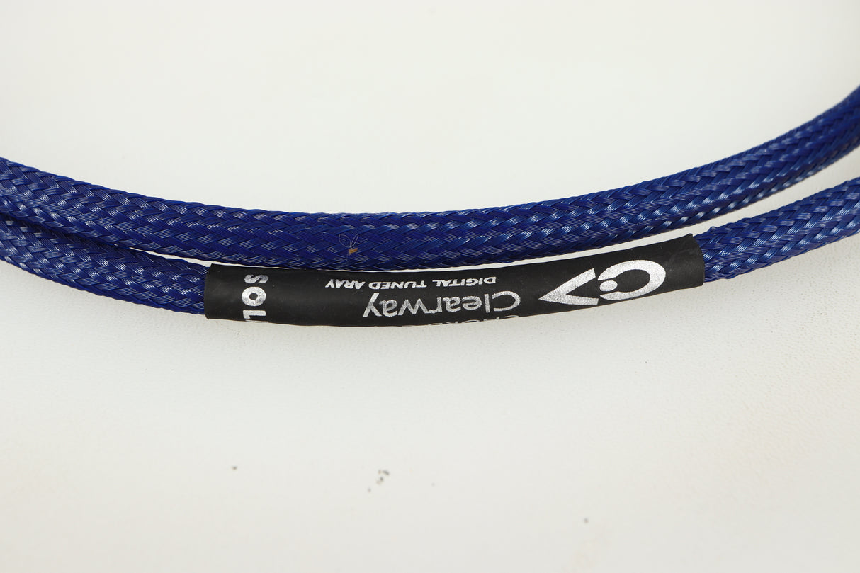 Close up of a used Chord Company Clearway Digital Tuned ARAY Interconnect Cable 1.0m showing label