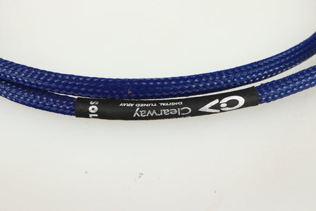 Close up of a used Chord Company Clearway Digital Tuned ARAY Interconnect Cable 1.0m showing label