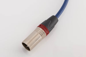 Close up of a used Chord Company ClearwayX ARAY XLR-XLR Interconnect Cable 0.5m showing connector