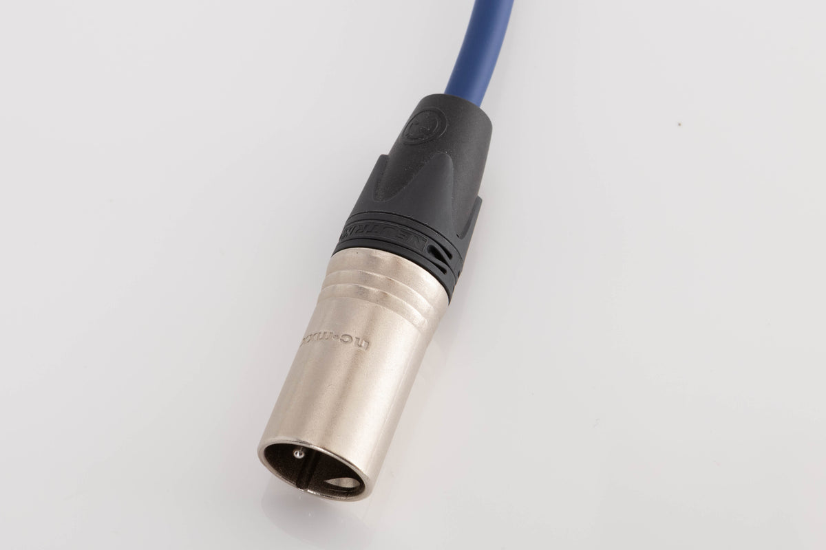 Close up of a used Chord Company ClearwayX ARAY XLR-XLR Interconnect Cable 0.5m showing connector