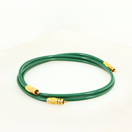 Front left angle of a used Chord Company Cobra 3 RCA-RCA 1.0m Interconnect Cable