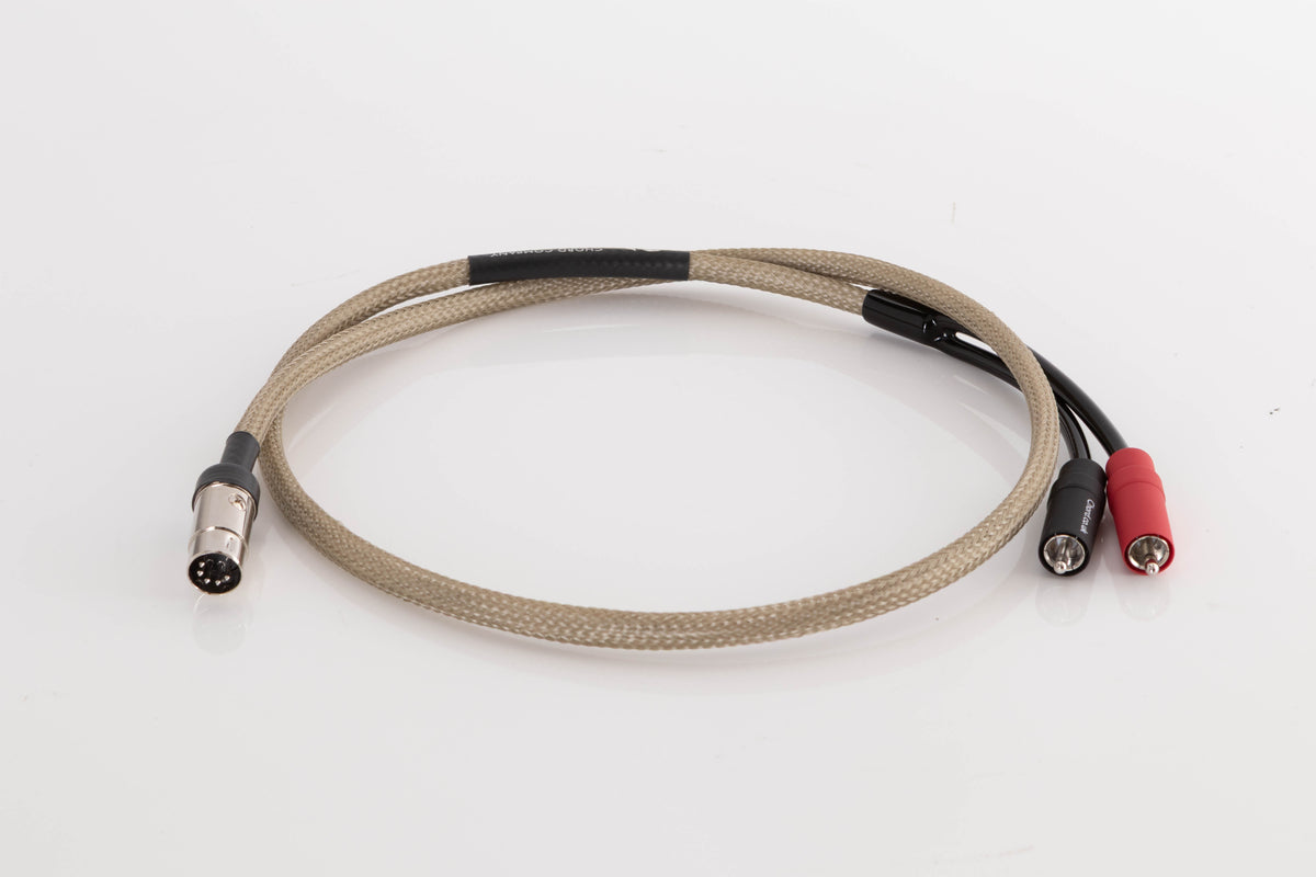 Side view of a used Chord Company Epic X Aray 1.0m 2 RCA - Din Interconnect Cable