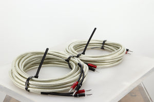 Front left angle of some used Chord Company Shawline X Speaker Cables 10M & 7M Pair