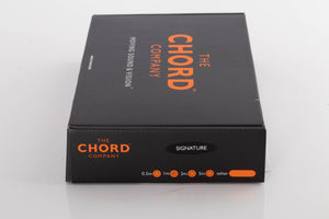 Box of a used pair of Chord Company Signature 1.0m RCA-RCA Interconnects with Earth