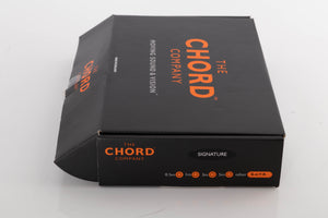 Box of a used pair of Chord Company Signature 2.0m RCA-RCA Interconnects with Earth cable