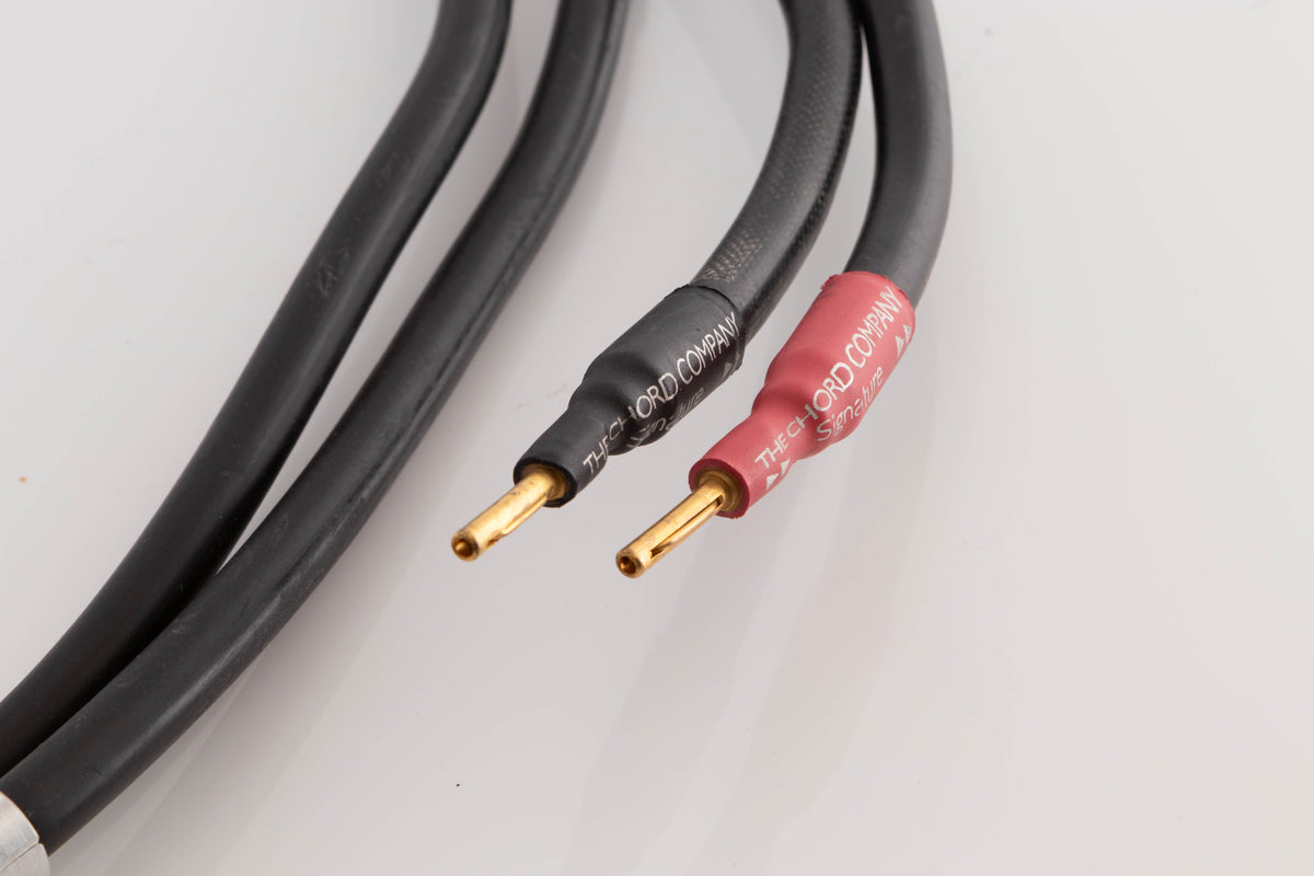 Close up view of a used Chord Company Signature 1.5m Speaker Cable 