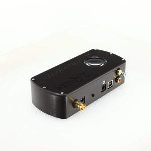 Rear right corner of a used Chord electronics 2Qute Chordette Digital Analogue Converter in a black finish