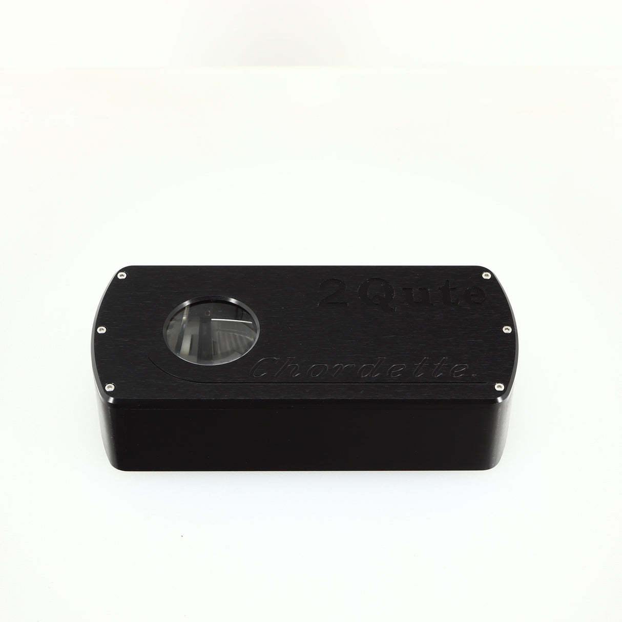 Top of a used Chord electronics 2Qute Chordette Digital Analogue Converter in a black finish