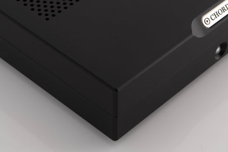 Front left corner of a used Chord Electronics Bertti Power Amplifier in a Black finish
