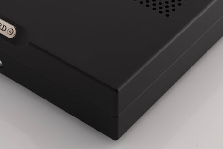 Front right corner of a used Chord Electronics Bertti Power Amplifier in a Black finish