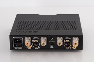 Rear view of a used Chord Electronics Bertti Power Amplifier in a Black finish showing Mains Input