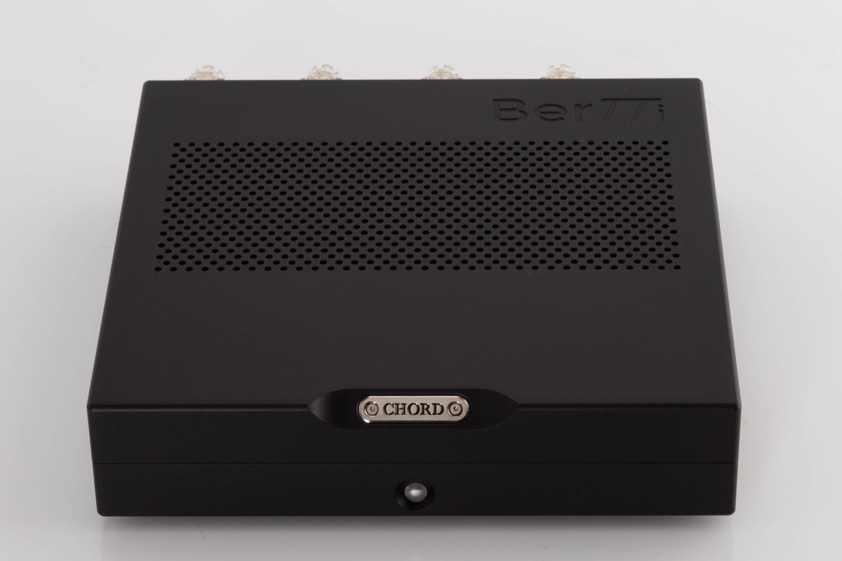 Top of a used Chord Electronics Bertti Power Amplifier in a Black finish