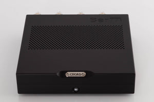 Top of a used Chord Electronics Bertti Power Amplifier in a Black finish
